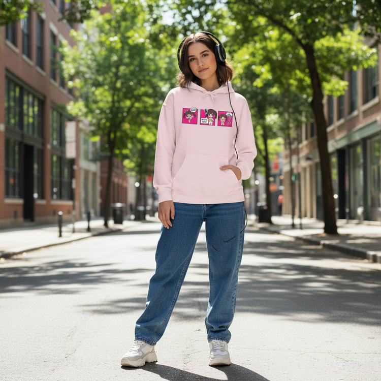 Are You Okay Pink Hoodie - Streetwear City Background